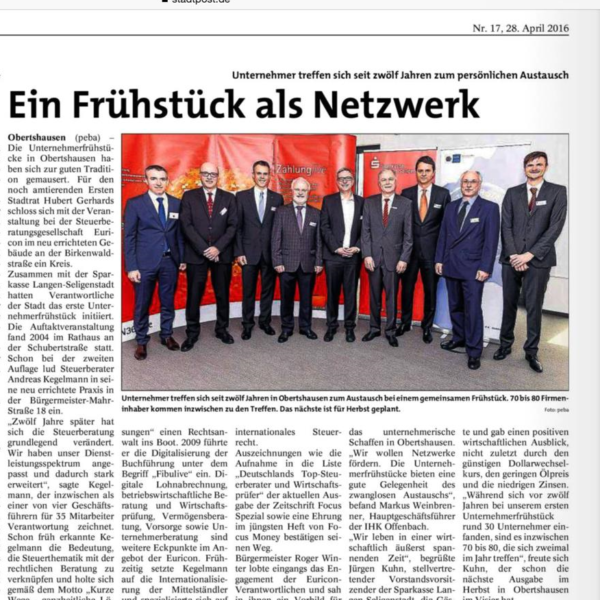 EURICON Unternemerfrühstück